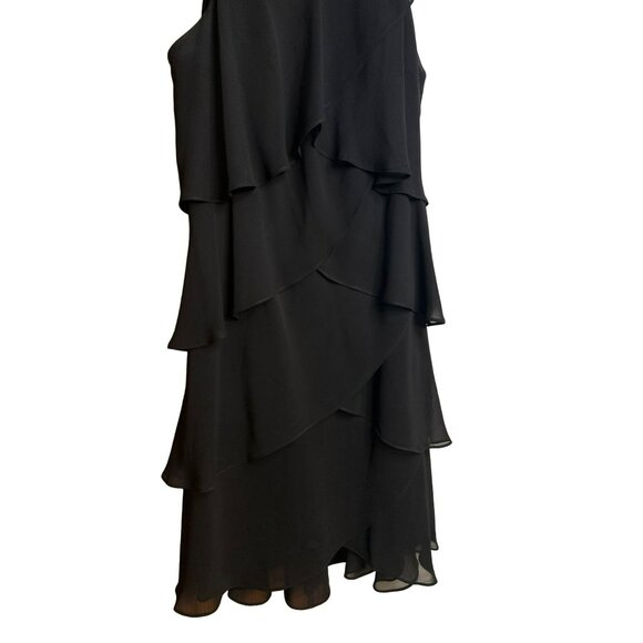 SLNY Black Cocktail Dress | Pearl Neckline, Sleeveless, Size 12 Night Out Classy - Picture 4 of 5